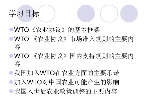 世界贸易组织组织与中国农业政策
