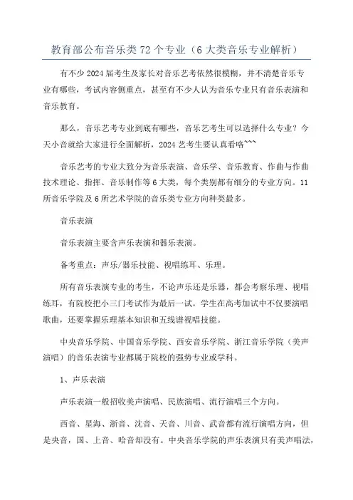 教育部公布音乐类72个专业(6大类音乐专业解析)