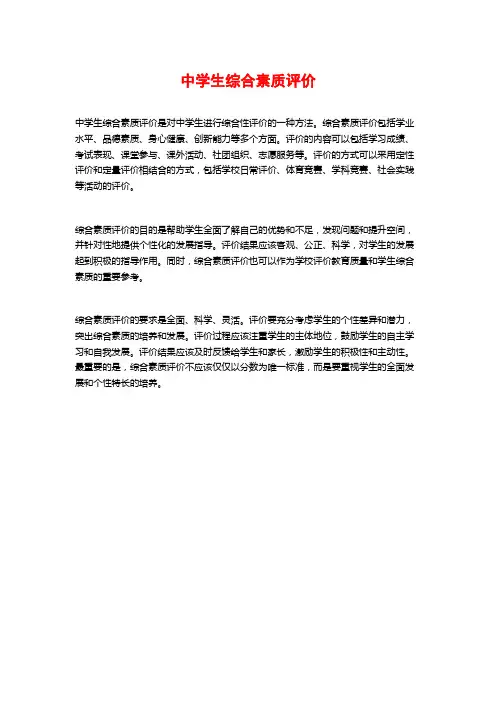 中学生综合素质评价