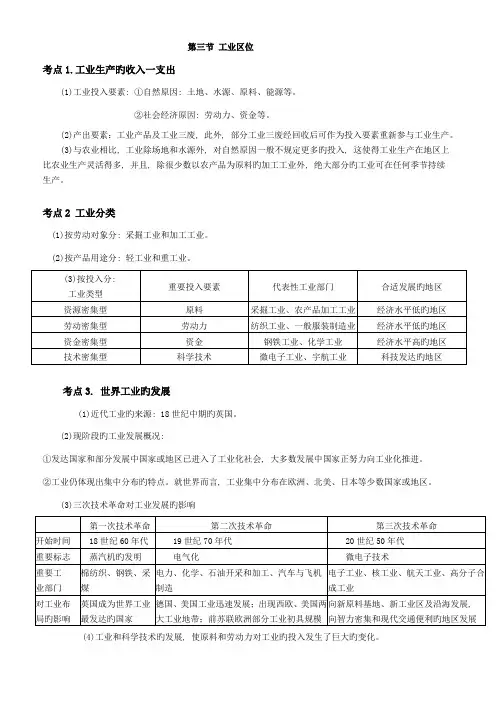 2023年高考地理复习知识点工业地域的形成与发展