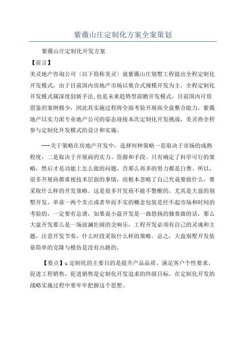 紫薇山庄定制化方案全案策划