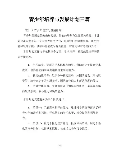 青少年培养与发展计划三篇