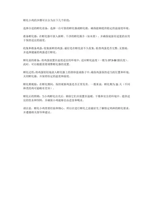 孵化小鸡的步骤