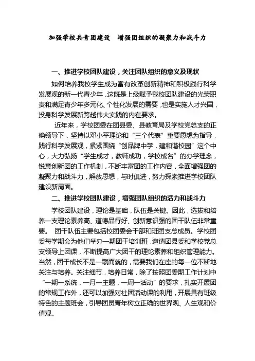 加强学校共青团建设-增强团组织的凝聚力和战斗力