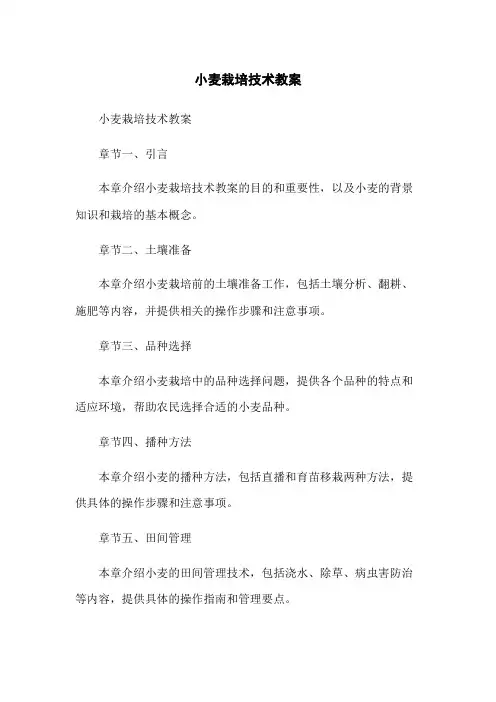 小麦栽培技术教案