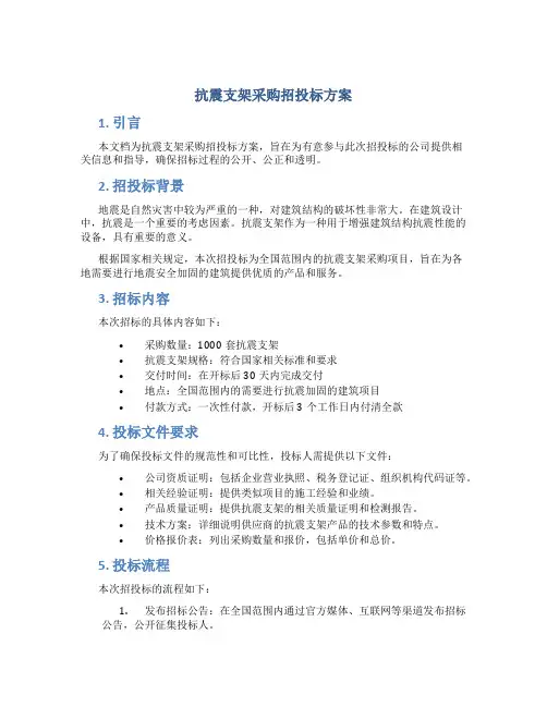 抗震支架采购招投标方案