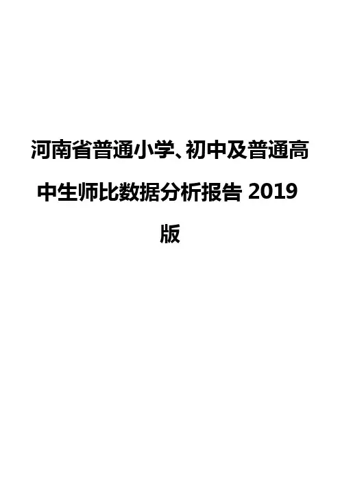 河南省普通小学、初中及普通高中生师比数据分析报告2019版