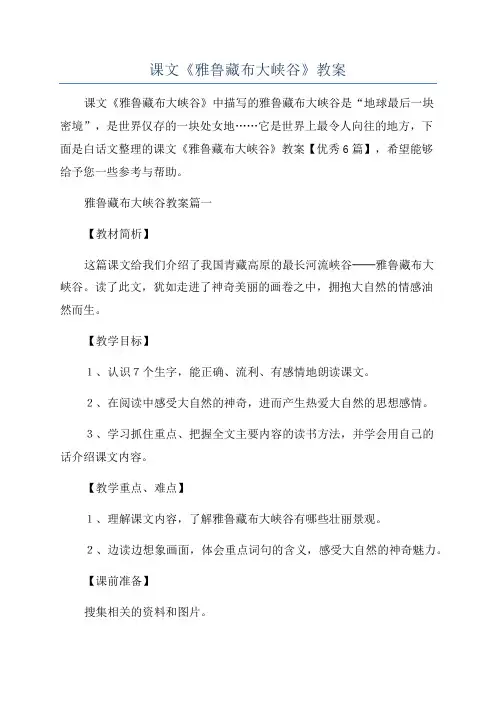 课文《雅鲁藏布大峡谷》教案