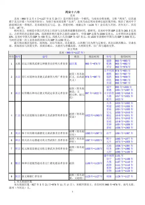 09北宋南宋帝王世系(资料丰富,内容详尽;已仔细校对,无错误)