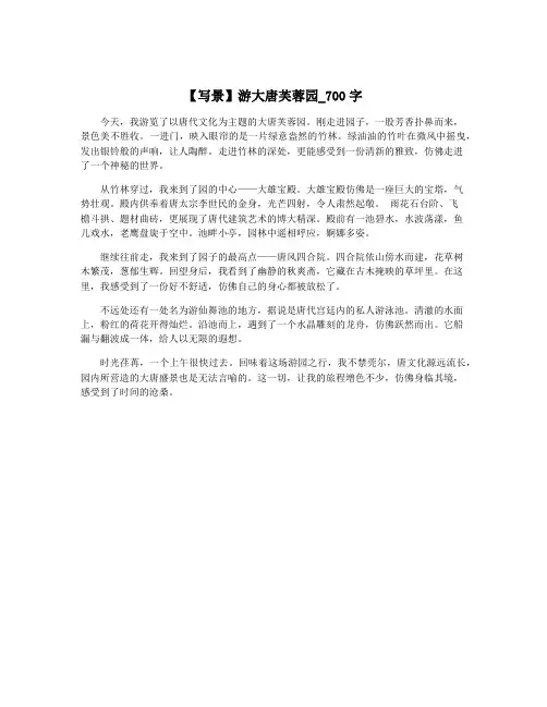 【写景】游大唐芙蓉园_700字