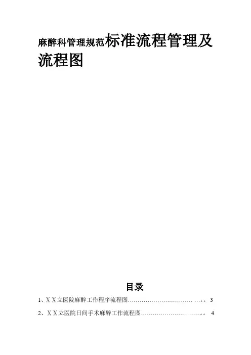 医院麻醉科管理规范标准流程管理及流程图