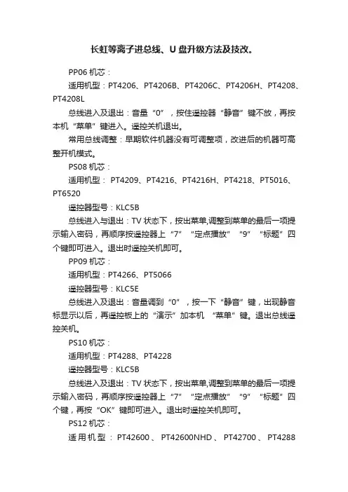 长虹等离子进总线、U盘升级方法及技改。