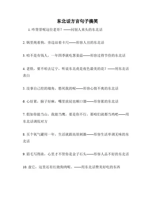 东北话方言句子搞笑