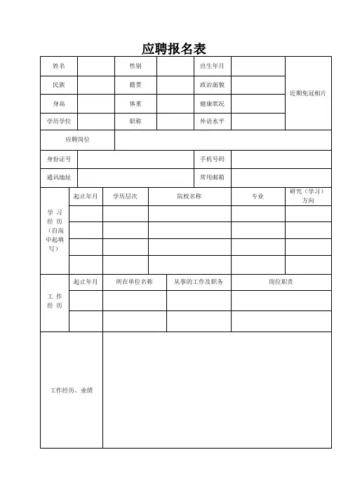 人员应聘报名表