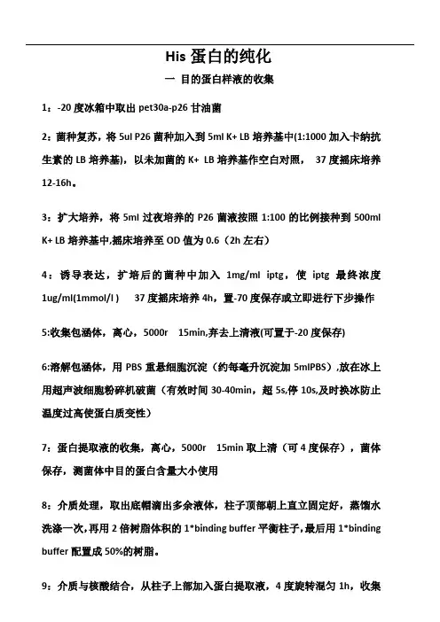 his蛋白纯化操作步骤全