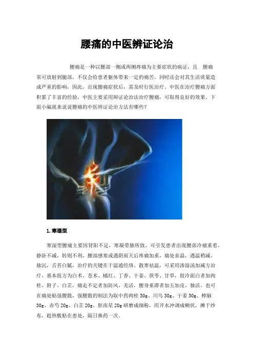 腰痛的中医辨证论治