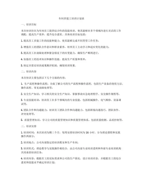 车间多能工培训计划表