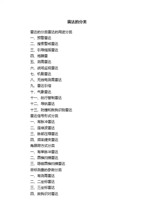 雷达的分类