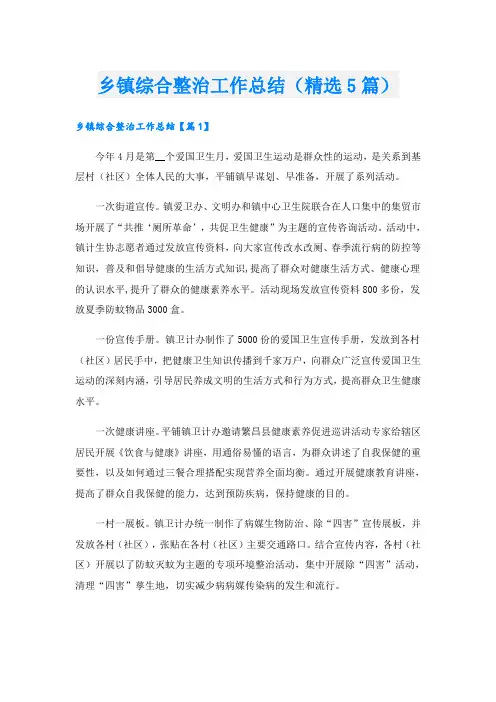 乡镇综合整治工作总结(精选5篇)