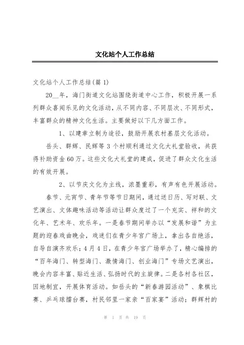 文化站个人工作总结