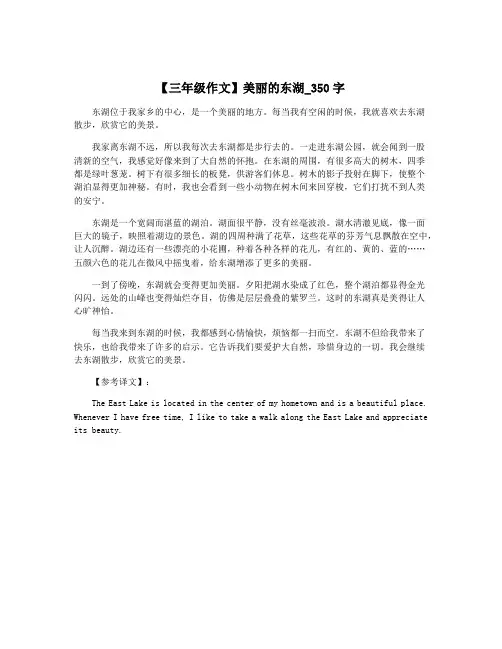 【三年级作文】美丽的东湖_350字