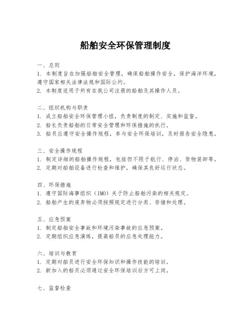 船舶安全环保管理制度