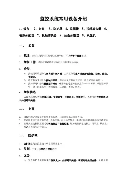 监控系统常用设备介绍