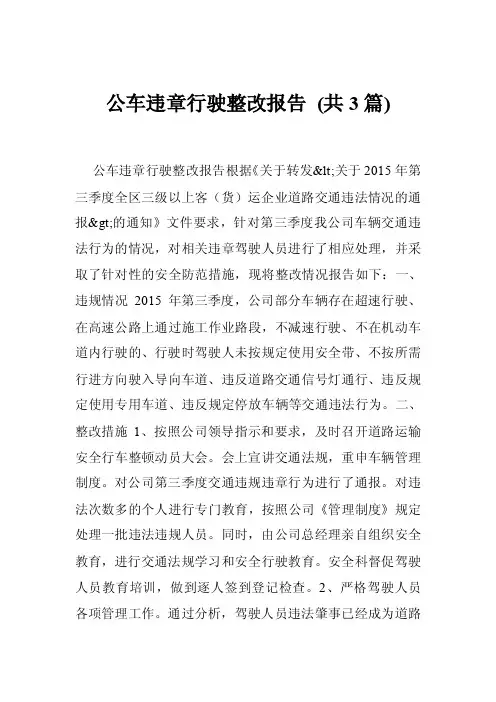 公车违章行驶整改报告（共3篇）