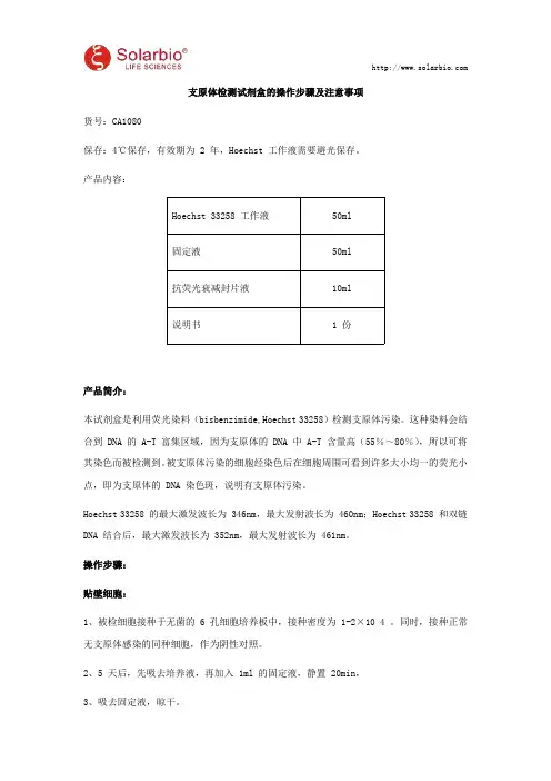 支原体检测试剂盒的操作步骤及注意事项
