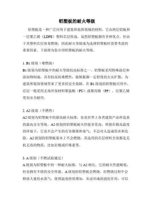 铝塑板的耐火等级