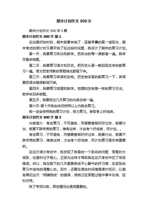 期末计划作文300字5篇
