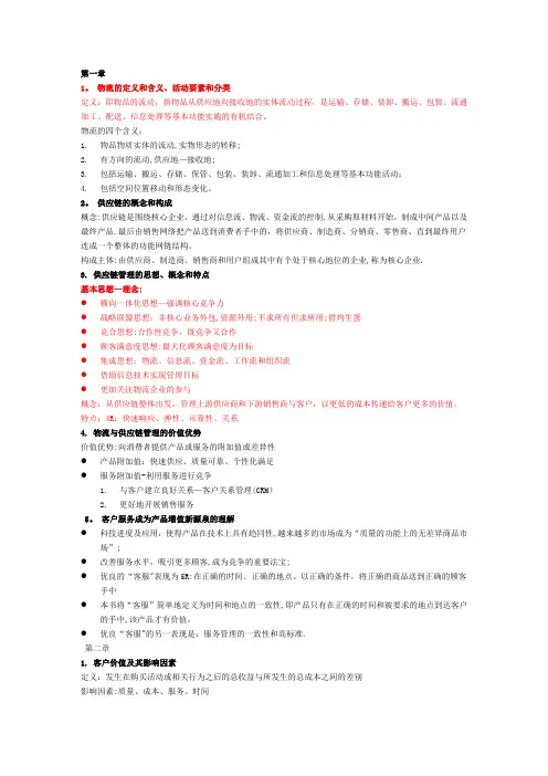 物流与供应链管理考试重点知识点