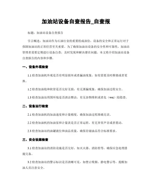加油站设备自查报告_自查报