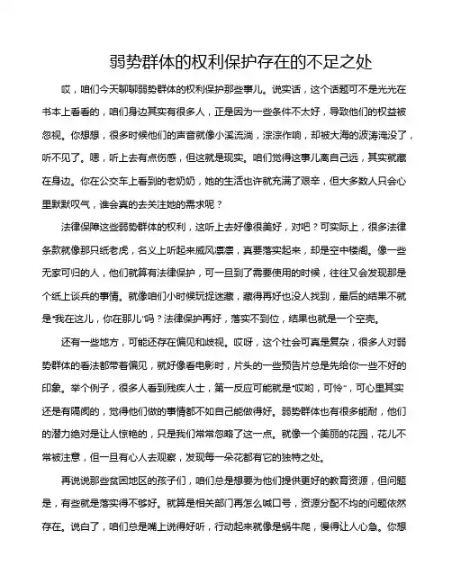 弱势群体的权利保护存在的不足之处