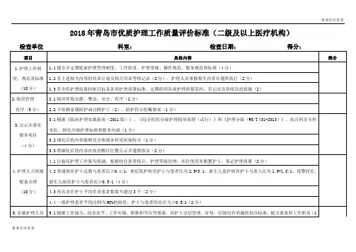 青岛市优质护理工作质量评价标准.doc