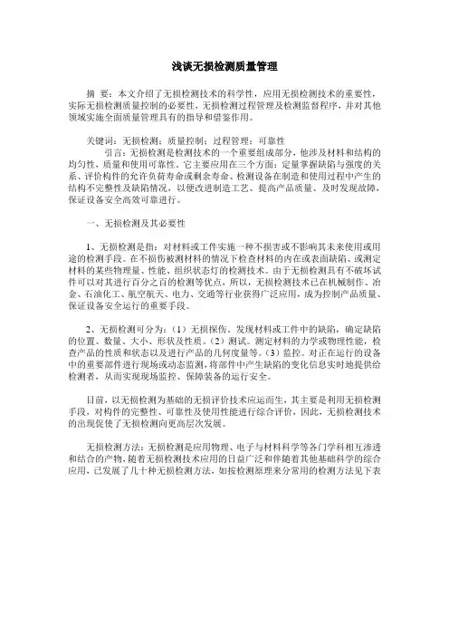 浅谈无损检测质量管理