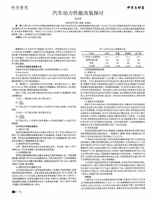 汽车动力性能改装探讨
