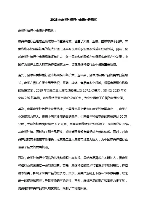 2023年麻类种植行业市场分析现状