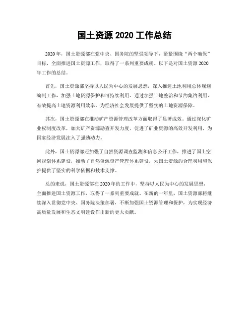 国土资源2020工作总结