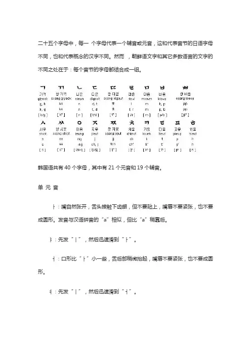 韩语二十五个字母