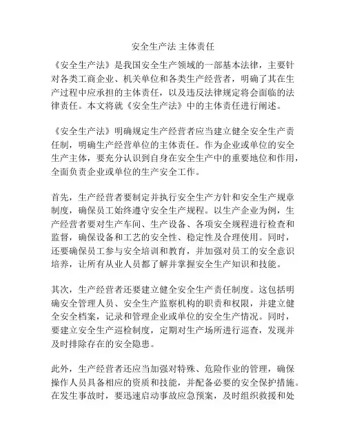 安全生产法 主体责任