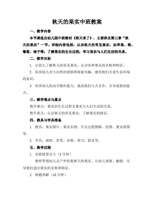 秋天的果实中班教案