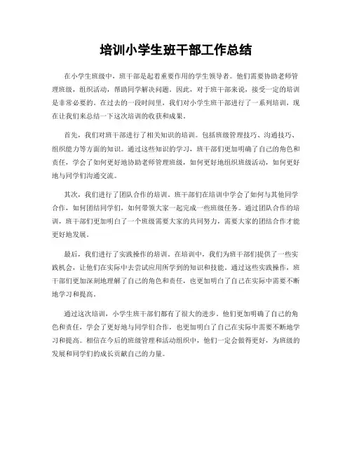 培训小学生班干部工作总结
