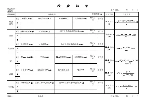 饲料检验原始记录