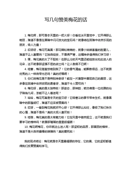 写几句赞美梅花的话