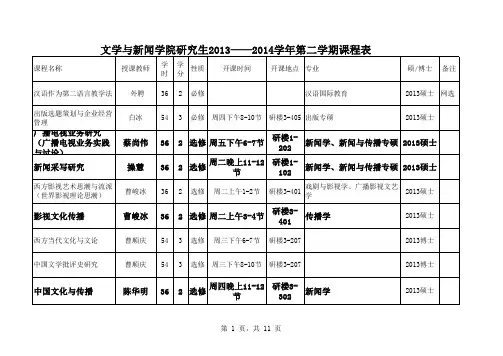 四川大学文新学院 研究生课表2013-2014第二学期课表B