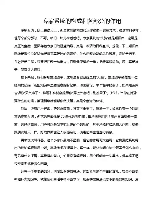 专家系统的构成和各部分的作用