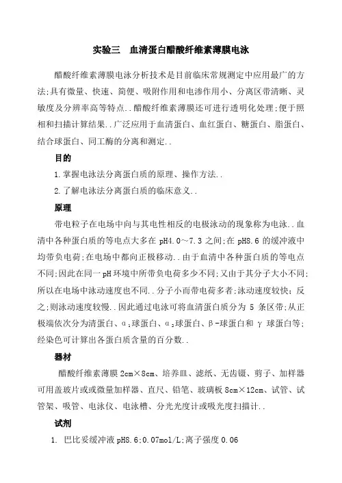 实验三血清蛋白醋酸纤维素薄膜电泳
