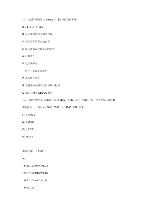 《Debug常用命令的使用方法》