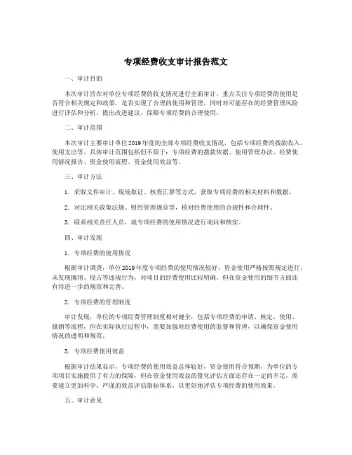 专项经费收支审计报告范文